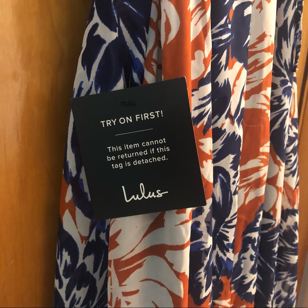 Lulu’s Orange Floral High-Low Wrap Dress 🧡💙 NWT - Picture 5 of 9